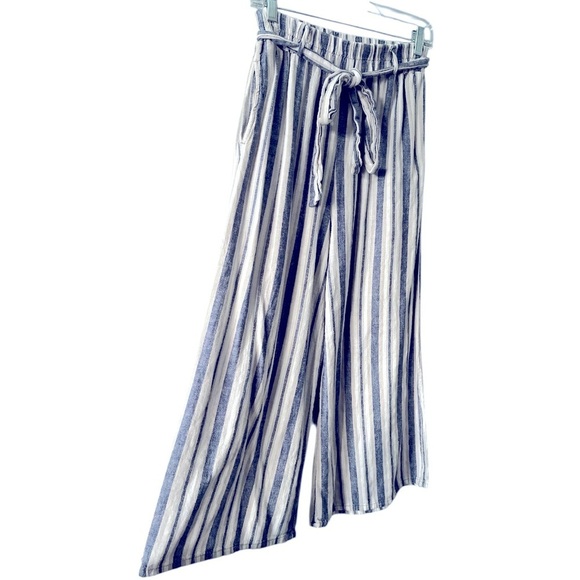 Cookies Clothing Hawaii Pre-Washed Linen Striped Wide Leg Crop Pants Medium - Picture 1 of 7